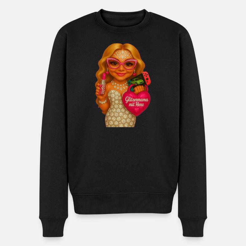 GlitzerMama mit Herz - Männer Premium Bio Pullover - Schwarz