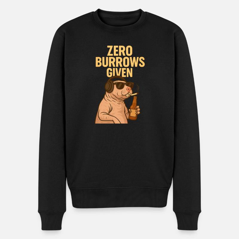 Rebellischer Nacktmull – Zero F*cks Given - Männer Premium Bio Pullover - Schwarz