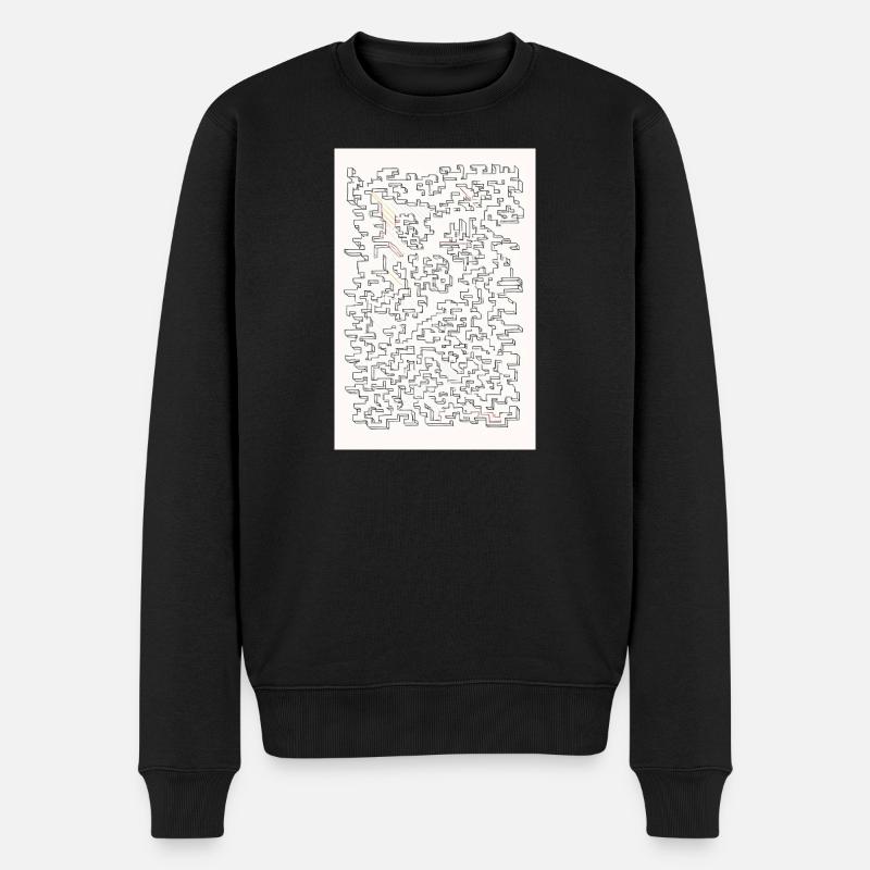 Retro Maze  - Männer Premium Bio Pullover - Schwarz