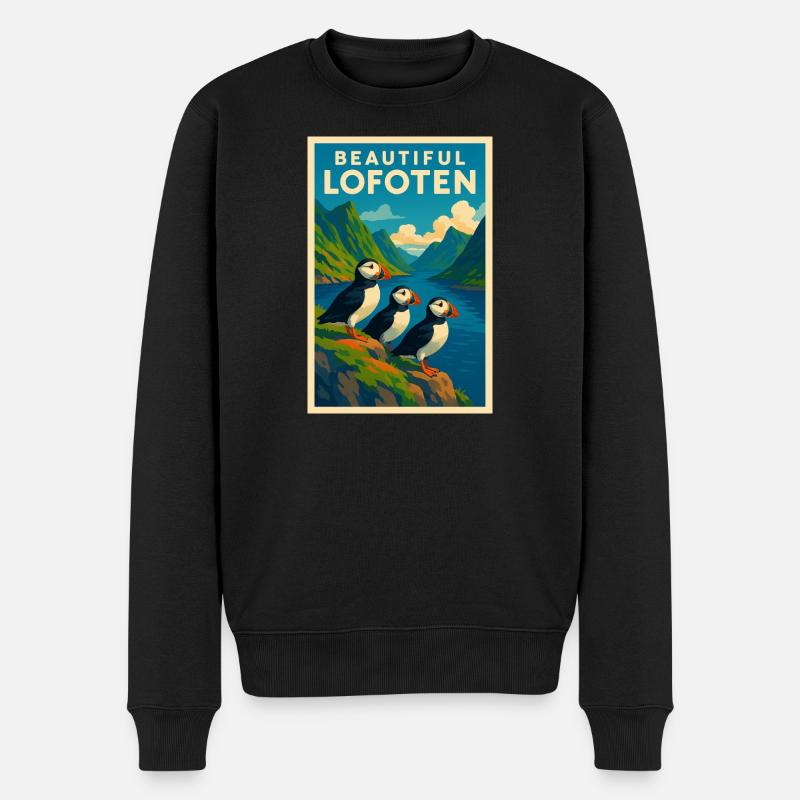 Lofoten  - Männer Premium Bio Pullover - Schwarz