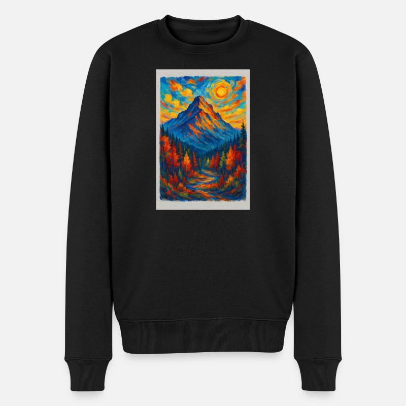 Paysage de montagne impressionniste en automne - Pull Premium bio Homme - noir
