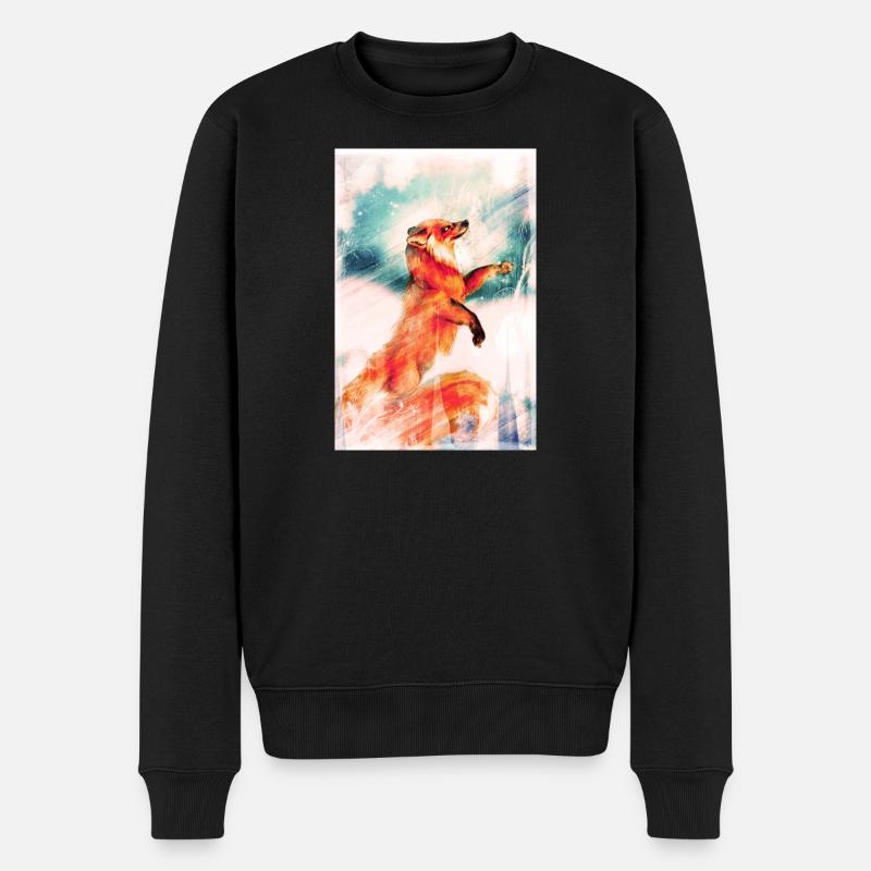 Winter Fuchs. - Männer Premium Bio Pullover - Schwarz
