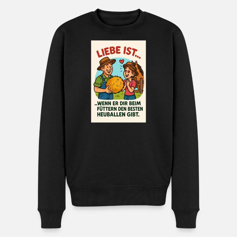 Liebe ist bester Heuballen - Männer Premium Bio Pullover - Schwarz