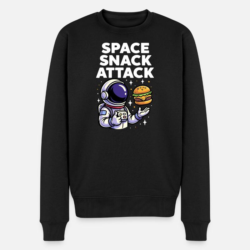 Astronaut Burger Space Snack Attack - Männer Premium Bio Pullover - Schwarz