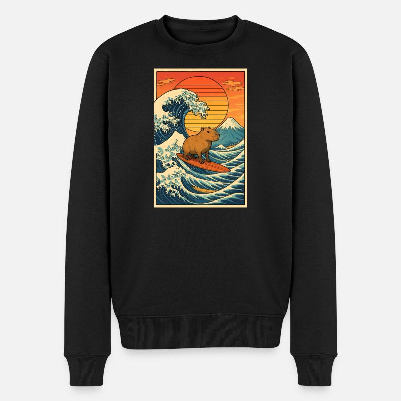 Capybara Surf - Pull Premium bio Homme - noir