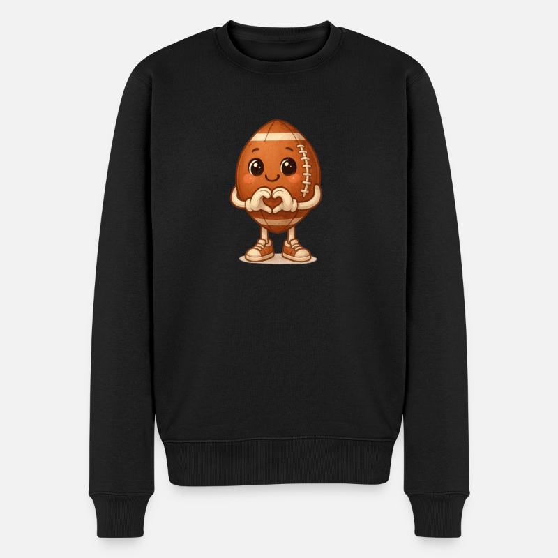 Kuscheliger Football mit Herz - Männer Premium Bio Pullover - Schwarz