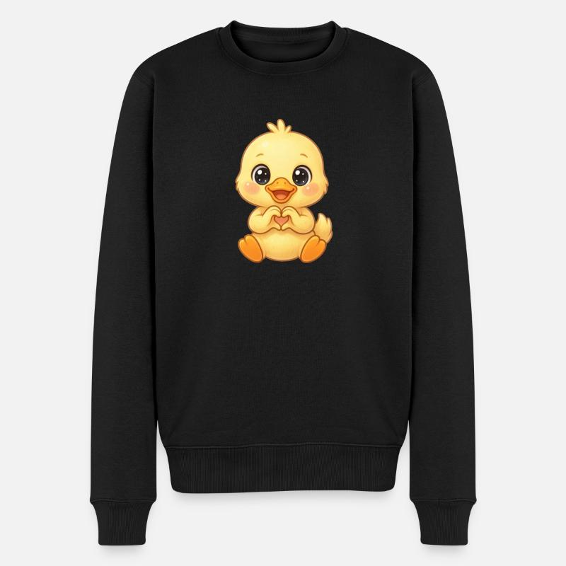 Küken Herzchen Motiv - Männer Premium Bio Pullover - Schwarz
