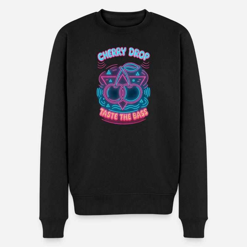 Cherry Drop – Goûtez au design néon de la basse - Pull Premium bio Homme - noir