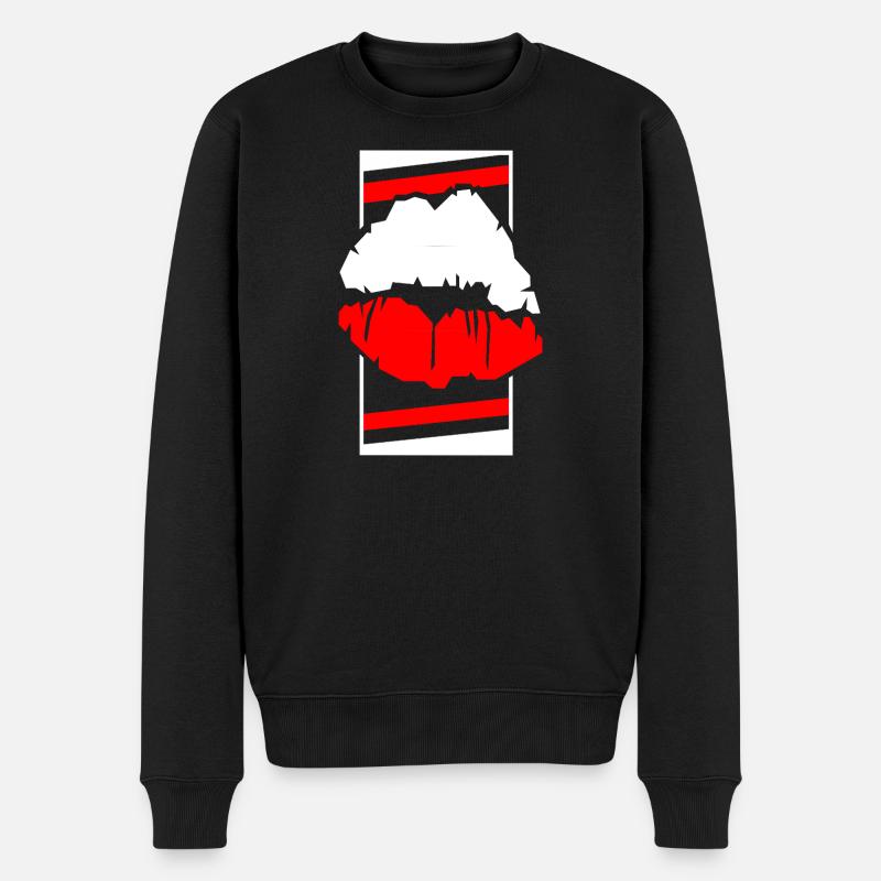 Pologne Lèvres Contraste Pop Art - Pull Premium bio Homme - noir