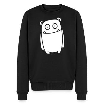 Monster Fröhlich – Lustiges Kawaii Comic Design - Männer Premium Bio Pullover - Schwarz - Vorne - Nico (187cm)