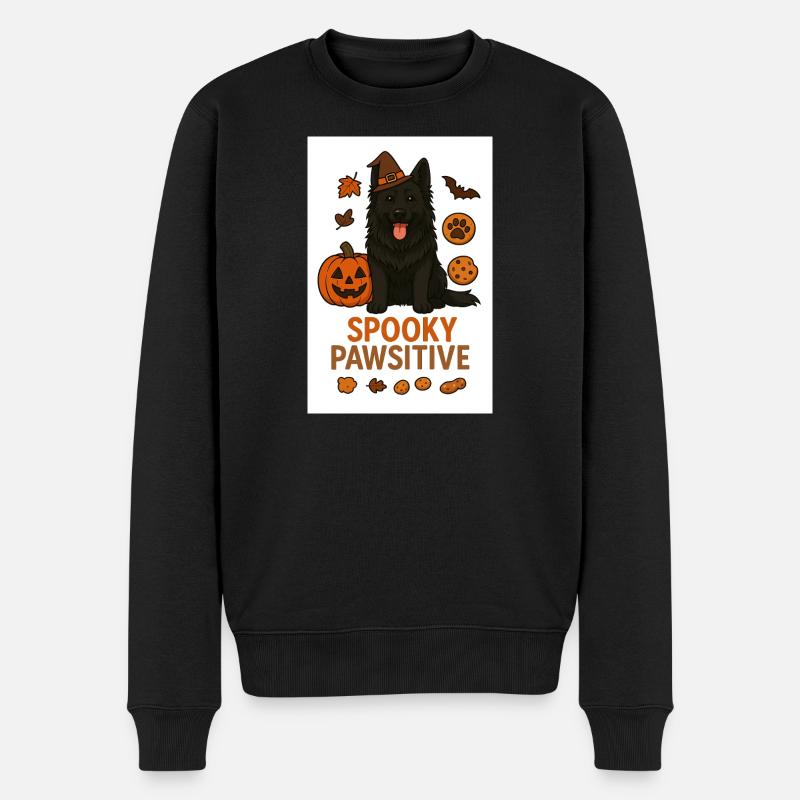Spooky Pawsitive - Männer Premium Bio Pullover - Schwarz