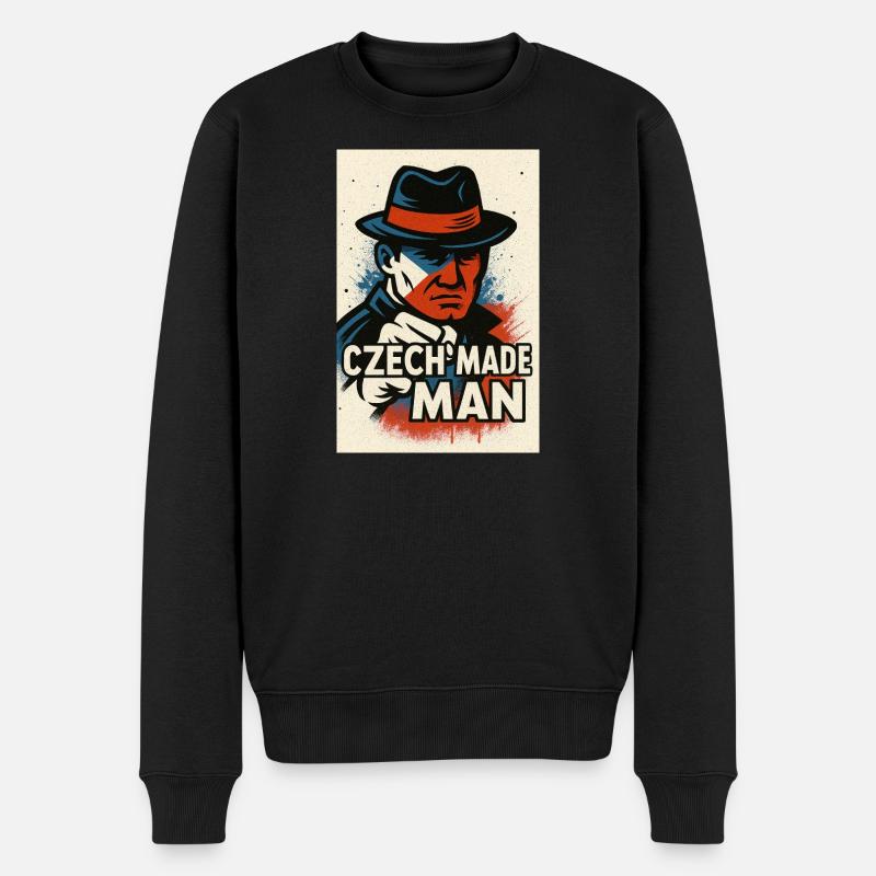 Tschechischer Mann - Männer Premium Bio Pullover - Schwarz