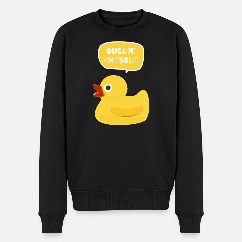 DUCKIN_AWESOME - Männer Premium Bio Pullover - Schwarz