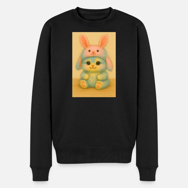 Duo de lapin en peluche pastel - Pull Premium bio Homme - noir
