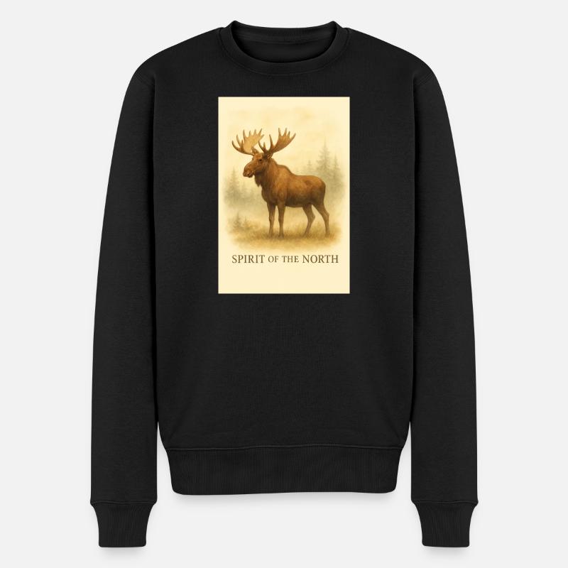 Geist des Nordens: Elch - Männer Premium Bio Pullover - Schwarz