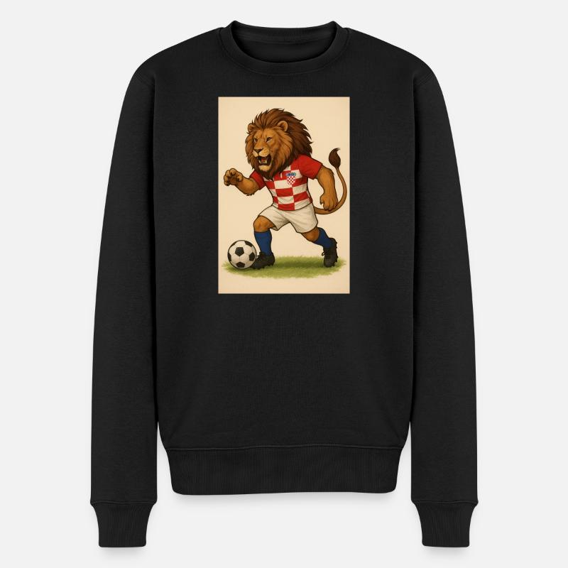 Löwe im Kroatien Fußballjersey - Männer Premium Bio Pullover - Schwarz