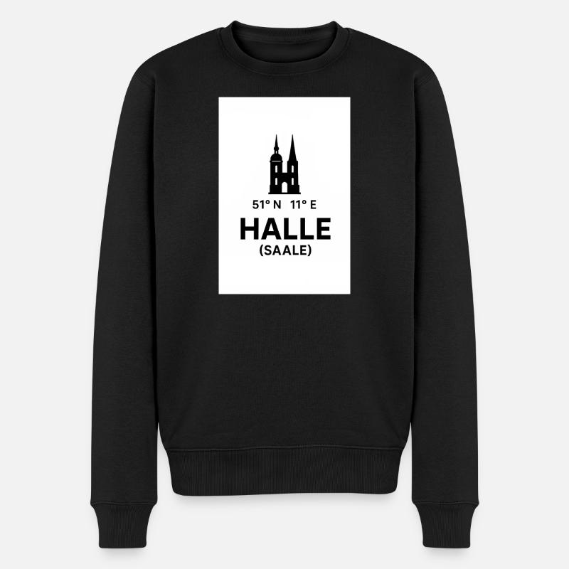 Halle Saale Silhouette Landmark - Männer Premium Bio Pullover - Schwarz