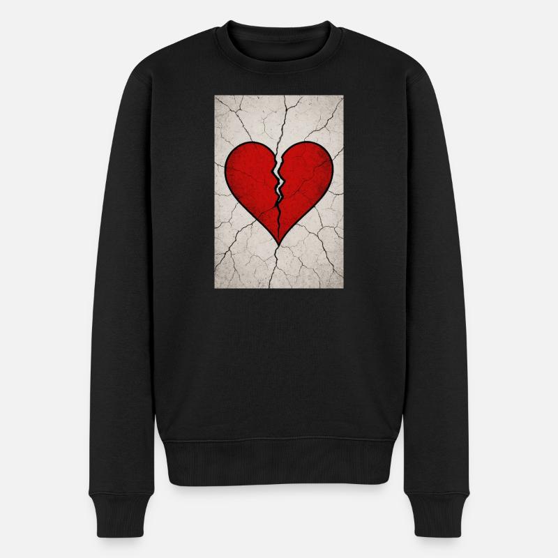 Gebrochenes Herz - Männer Premium Bio Pullover - Schwarz