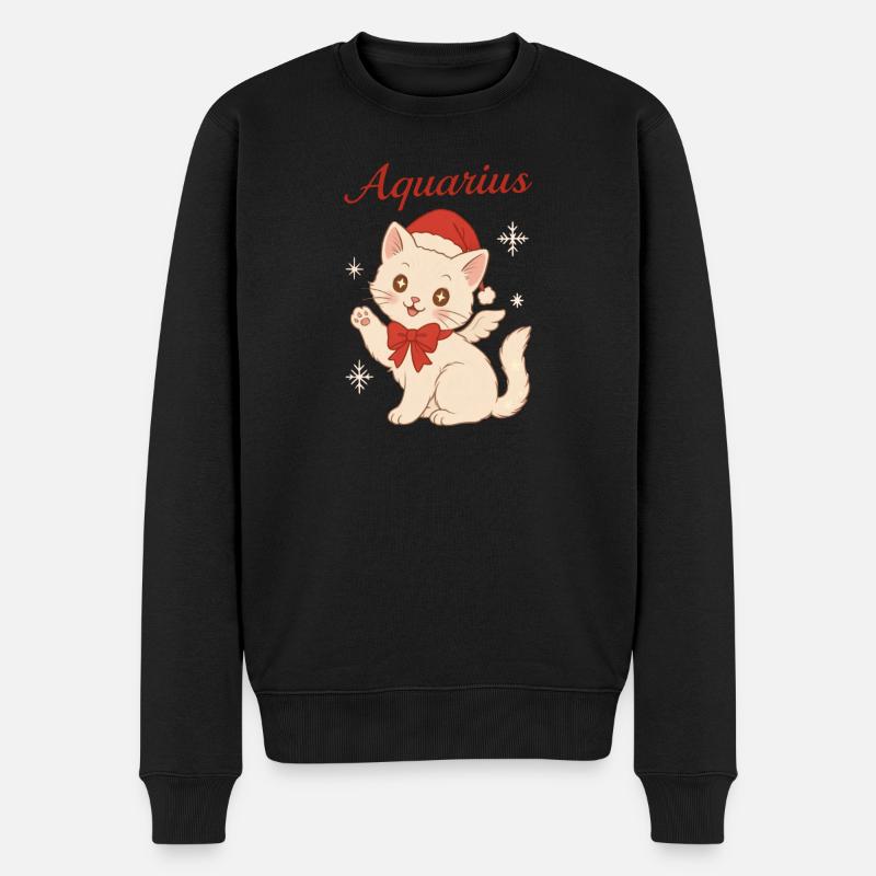 Aquarius Winterkatze - Männer Premium Bio Pullover - Schwarz