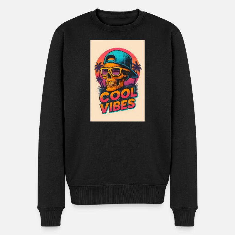 Vibrations tropicales de Crâne Néon - Pull Premium bio Homme - noir