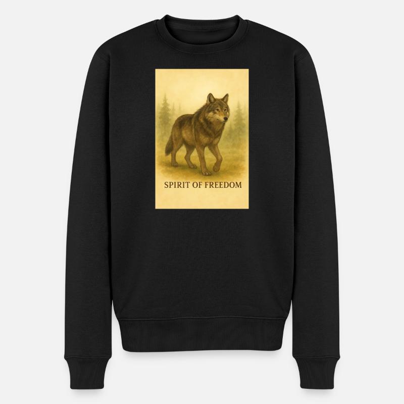 Vrijheidsgeest Wolf - Pull Premium bio Homme - noir