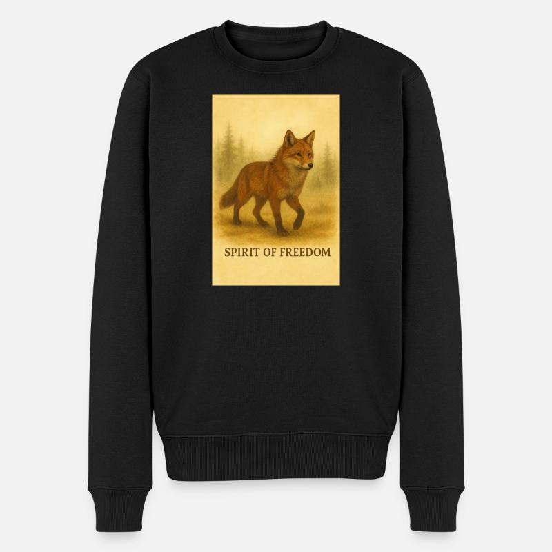 Freiheitsfuchs im Sepia-Stil - Männer Premium Bio Pullover - Schwarz