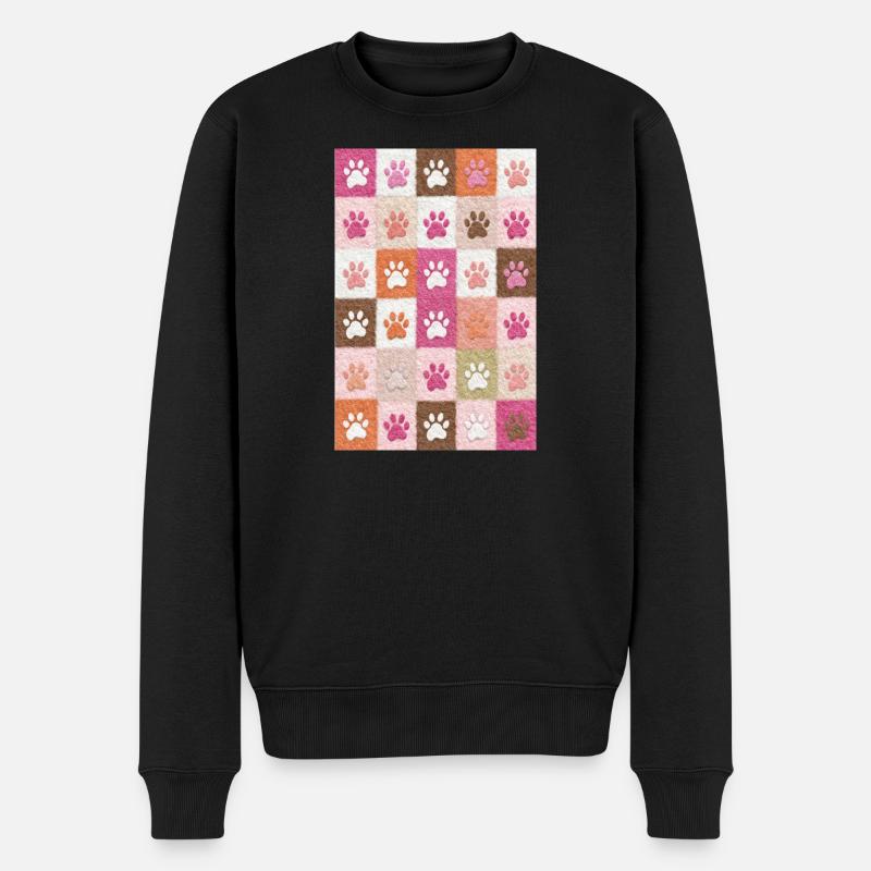 Pawprint Patchwork Plush Squares - Men's Premium Organic Jumper - black