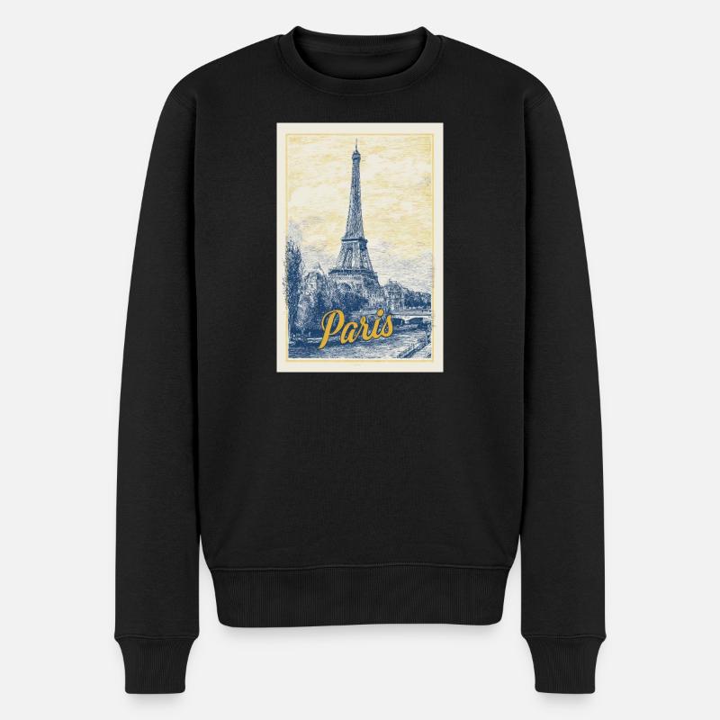 Pariser Eiffel-Bauplan - Männer Premium Bio Pullover - Schwarz
