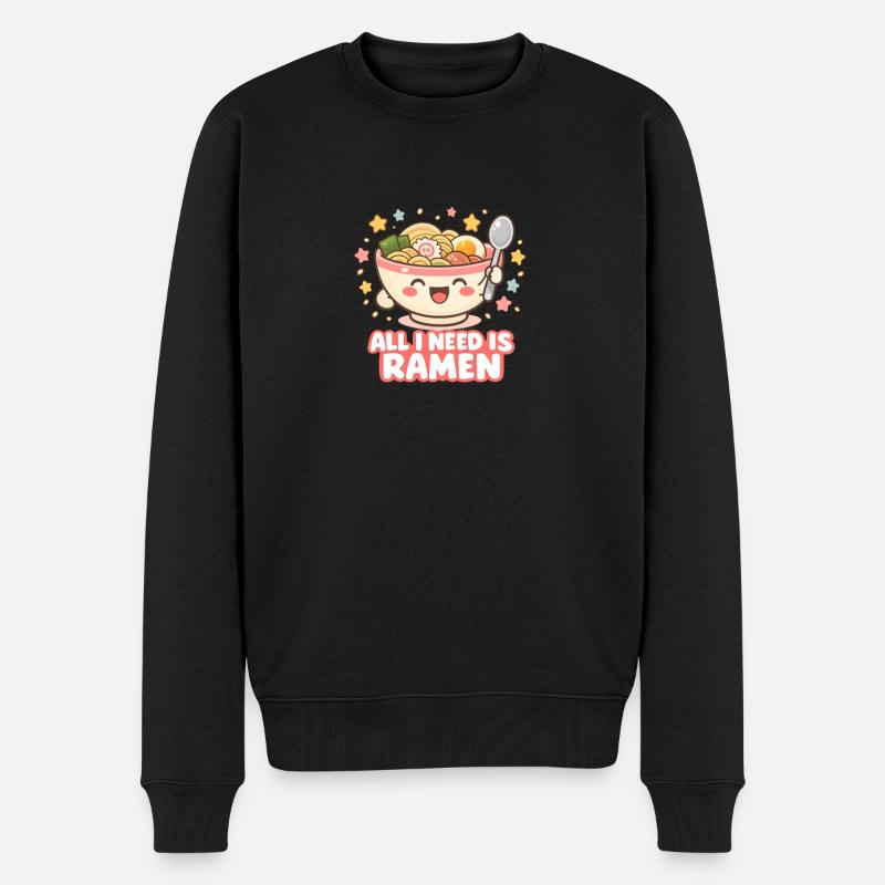 All I need is Ramen - Männer Premium Bio Pullover - Schwarz