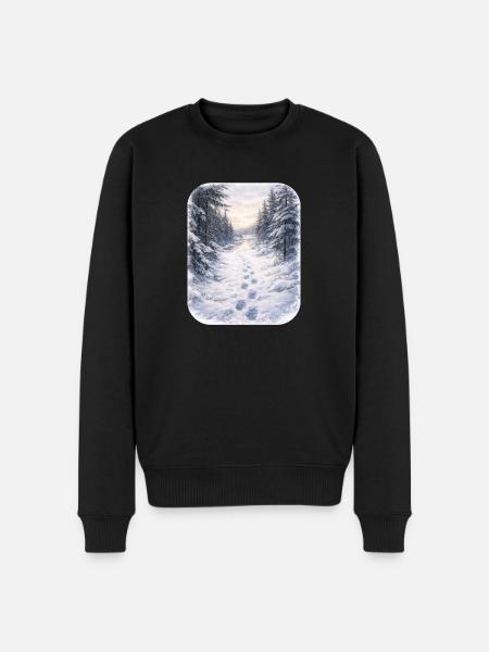 Winter Forest Path Morgenschein - Men's Premium Organic Jumper - black