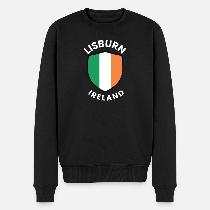 Lisburn Shield Irish Flag Tee - Men's Premium Organic Jumper - black