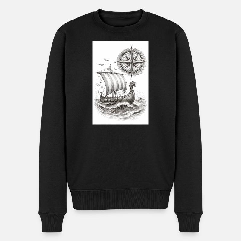 Navire à voile Compass Viking - Pull Premium bio Homme - noir