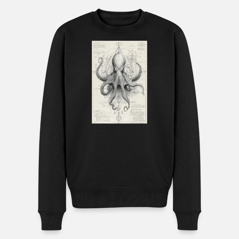Plan géométrique de pieuvre - Pull Premium bio Homme - noir