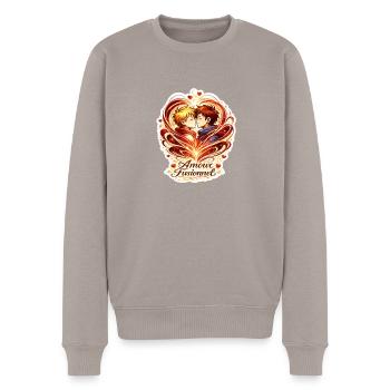 Amour Fusionnel: Duo Enlacé - Pull Premium bio Homme - taupe - Devant - Nico (187cm)