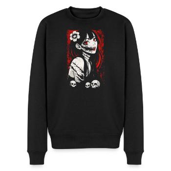 Fille gothique inquiétante d’anime d’horreur japonaise - Pull Premium bio Homme - noir - Devant - Nico (187cm)