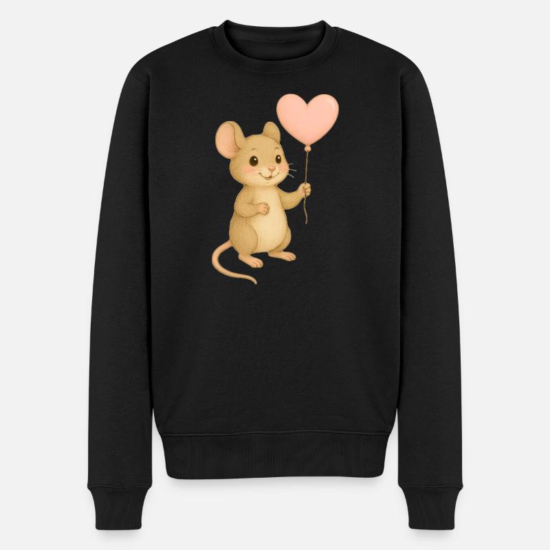 Souris avec ballon en forme de cœur - Pull Premium bio Homme - noir