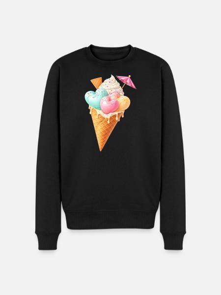 Herz Eis in Waffel Illustration  - Men's Premium Organic Jumper - black