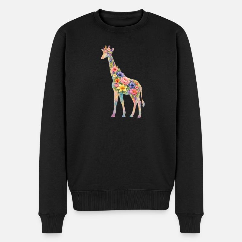 Fleurs en silhouette de girafe - Pull Premium bio Homme - noir