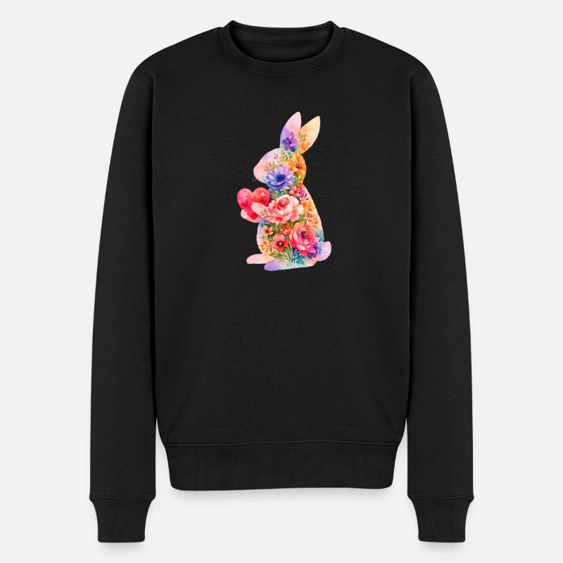 Cœur de lapin mignon - Pull Premium bio Homme - noir