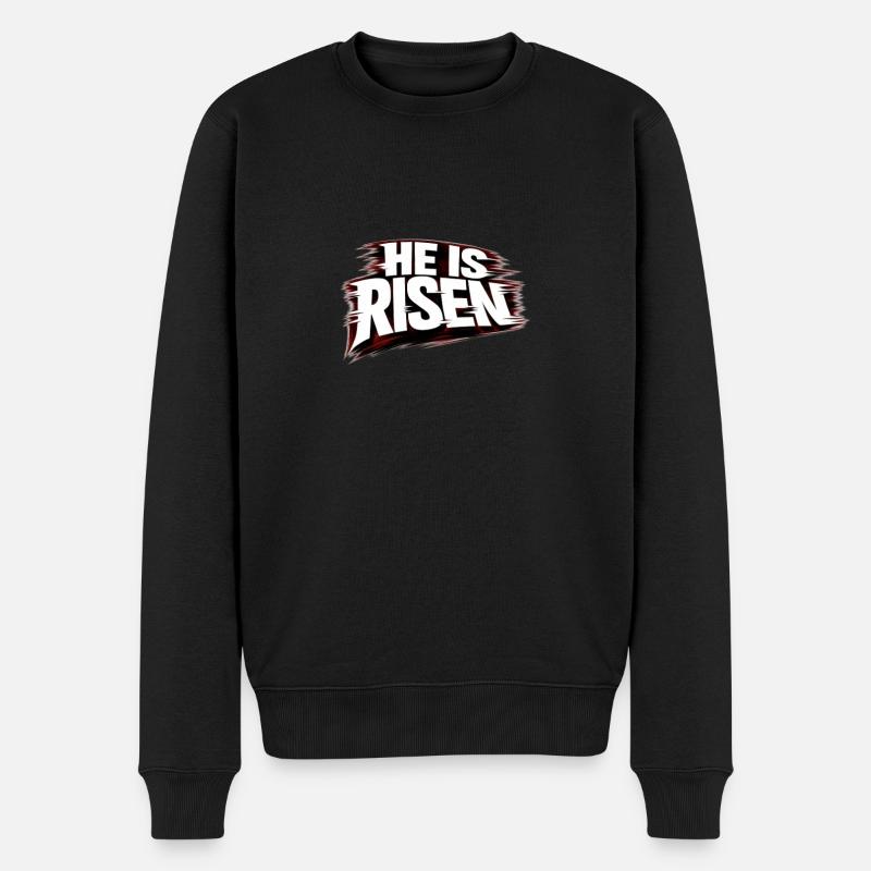 He is Risen - Männer Premium Bio Pullover - Schwarz