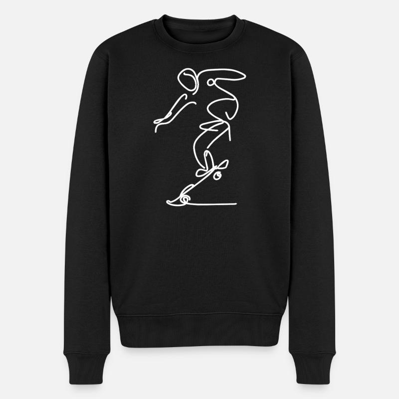Skateboarder Zeichnung - Männer Premium Bio Pullover - Schwarz