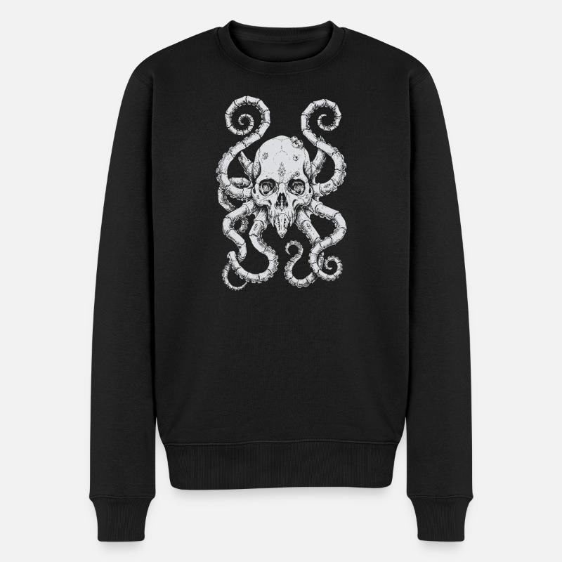 Kraken-Schädelflut - Männer Premium Bio Pullover - Schwarz