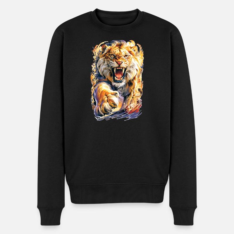 Grand chat sauvage - Pull Premium bio Homme - noir
