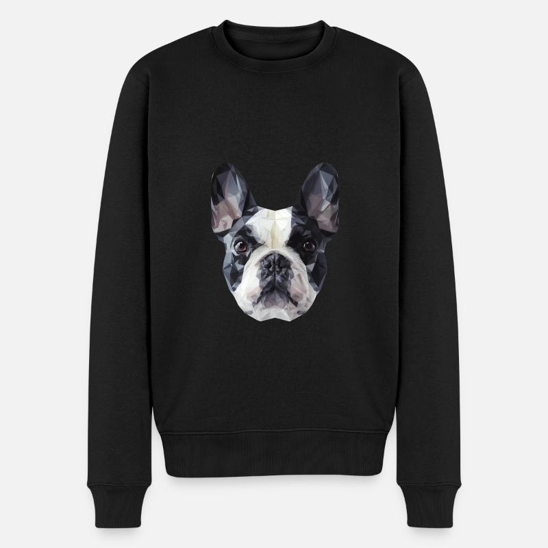 Bouledogue français Low Poly Design - Pull Premium bio Homme - noir