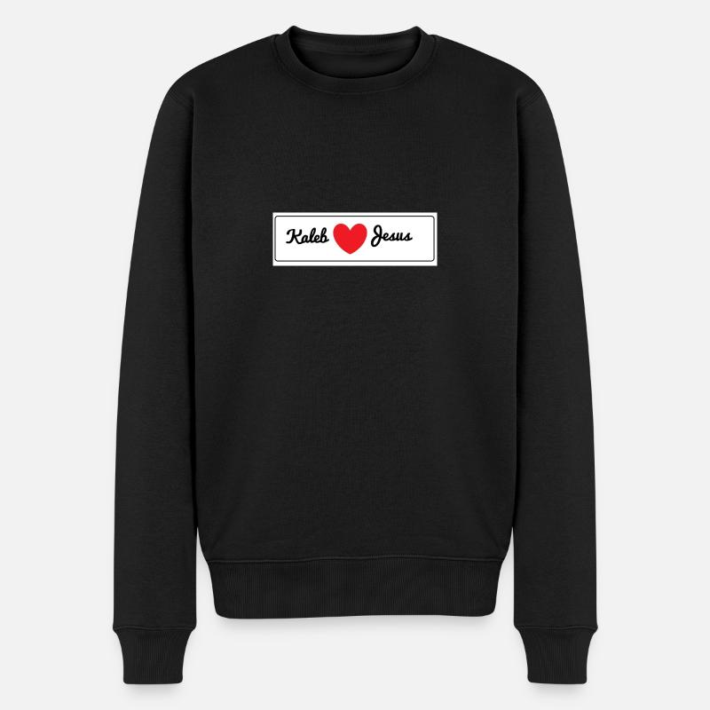 Kaleb liebt Jesus - Männer Premium Bio Pullover - Schwarz