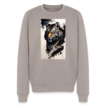 Tiger | Animal | Predator | Roar | King | Asia - Men's Premium Organic Jumper - taupe - Front - Nico (187cm)