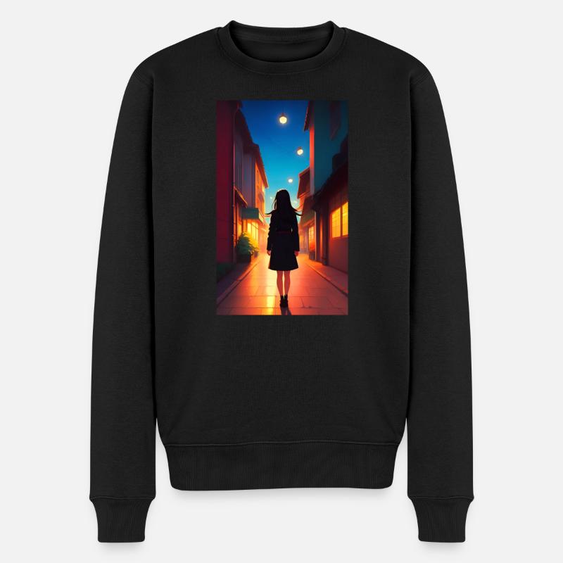 Frau | Gesicht | Mädchen | Anime - Männer Premium Bio Pullover - Schwarz