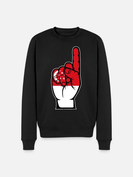 Singapur Flagge Nummer 1 - Männer Premium Bio Pullover - Schwarz