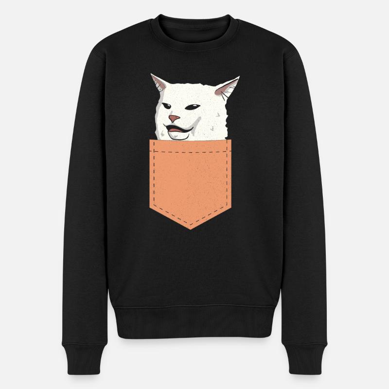 Woman Yelling At Cat Meme Lustige Smudge Katze - Männer Premium Bio Pullover - Schwarz