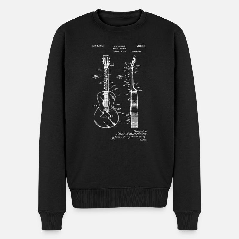 E-Gitarre Skizze Gitarrist Geschenk Musiker - Männer Premium Bio Pullover - Schwarz